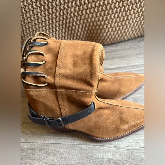 Free People Back-lace Sway Low Slouchy Boots NWOT Size US 9.5 Camel Suede - Picture 12 of 13